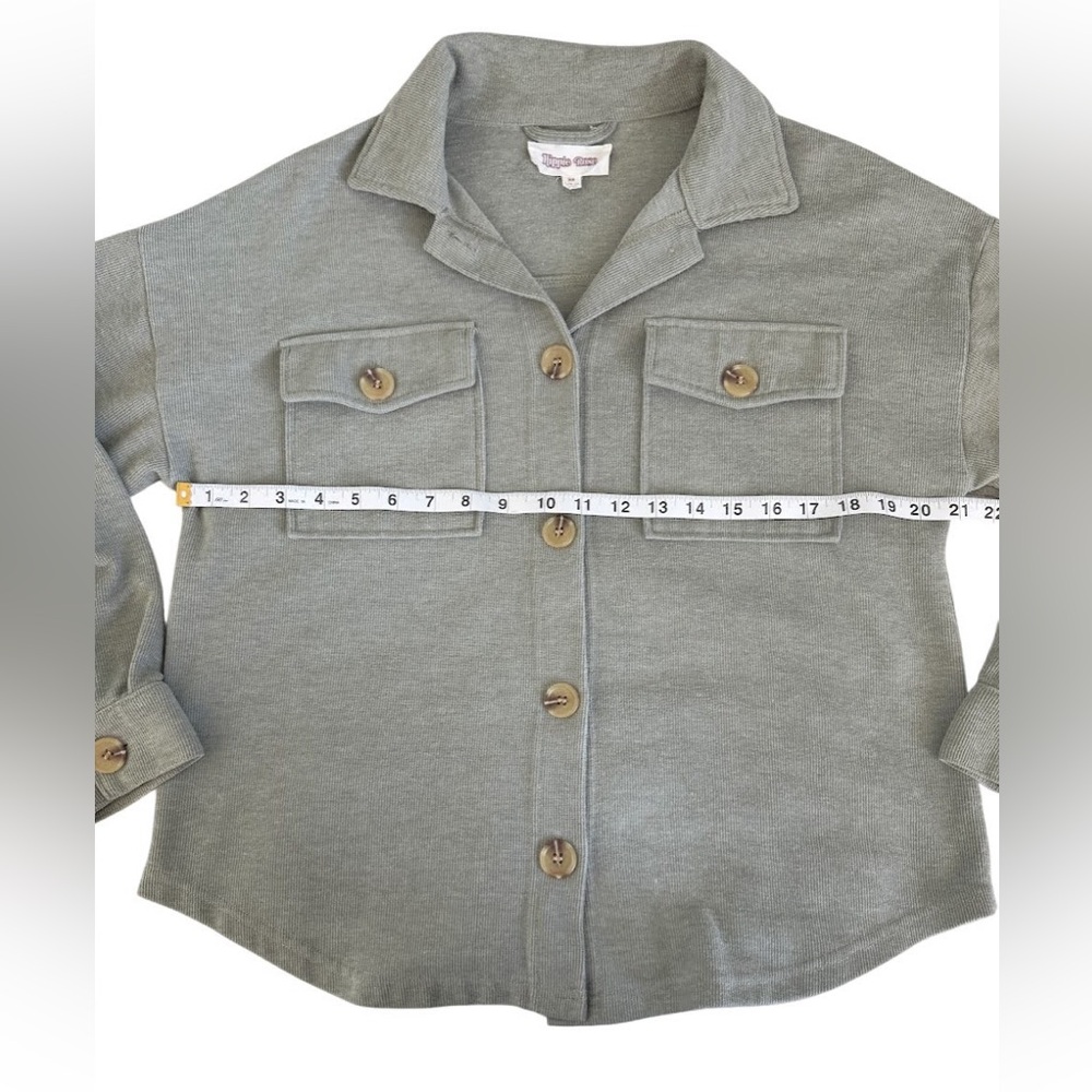 Hippie Rose Oversized Button Down Shirt Shacket Sage Green Lightweight XS - Picture 5 of 10